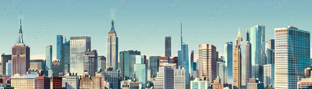 City Skylines: Close-up of city skylines, skyscrapers, and urban landmarks, highlighting the city's iconic architecture and skyline views
