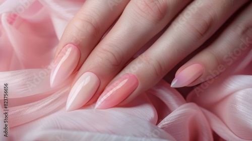 woman's hands with an elegant manicure in pastel colors generative ai photo