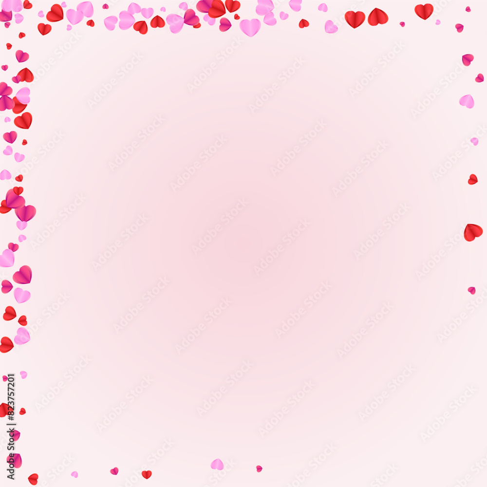 Purple Heart Background Pink Vector. Happy Illustration Confetti. Fond Volume Pattern. Red Confetti Present Backdrop. Violet Romance Frame.