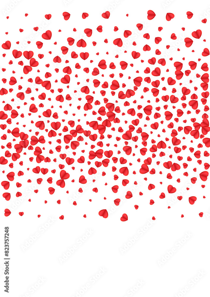 Fond Heart Background White Vector. Abstract Frame Confetti. Pink Happy Texture. Red Confetti Congratulation Pattern. Tender Blank Illustration.