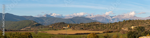 Panoramic photography of the mountain range of the summits of Monte Perdido de Ordesa, Huesca, Spain