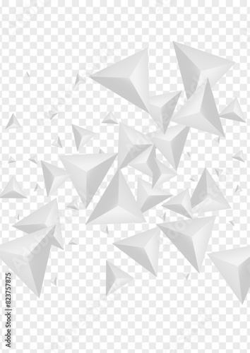 Greyscale Polygon Background Transparent Vector. Origami Isolated Template. Silver Paper Tile. Shard Cover. Grizzly Triangular Texture.