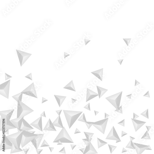 Hoar Crystal Background White Vector. Triangle Shadow Backdrop. Silver Volume Banner. Triangular Clean. Grizzly Element Design.
