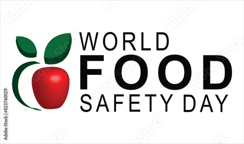 World food safety day. Realistic Apple and sheild concept. 3D illustration.