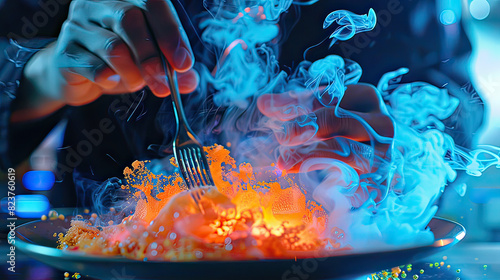 Wallpaper Mural A chef creating a molecular gastronomy dish, detailed close-up, neon accents, photo-realistic, innovative Torontodigital.ca