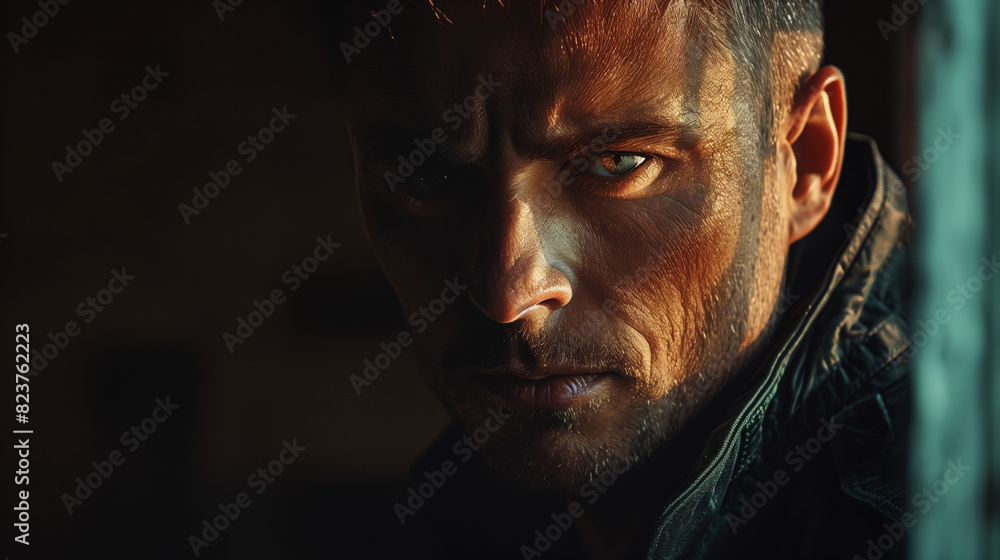 Dramatic Studio Portrait with one light of a man on a dark background Dramatic Studio Portrait with one light of a man on a dark background