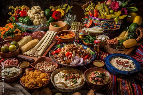 Fototapeta Naklejka Na Ścianę i Meble -  Flavorful and heritage-rich Mexican breakfast depicted in colorful still life