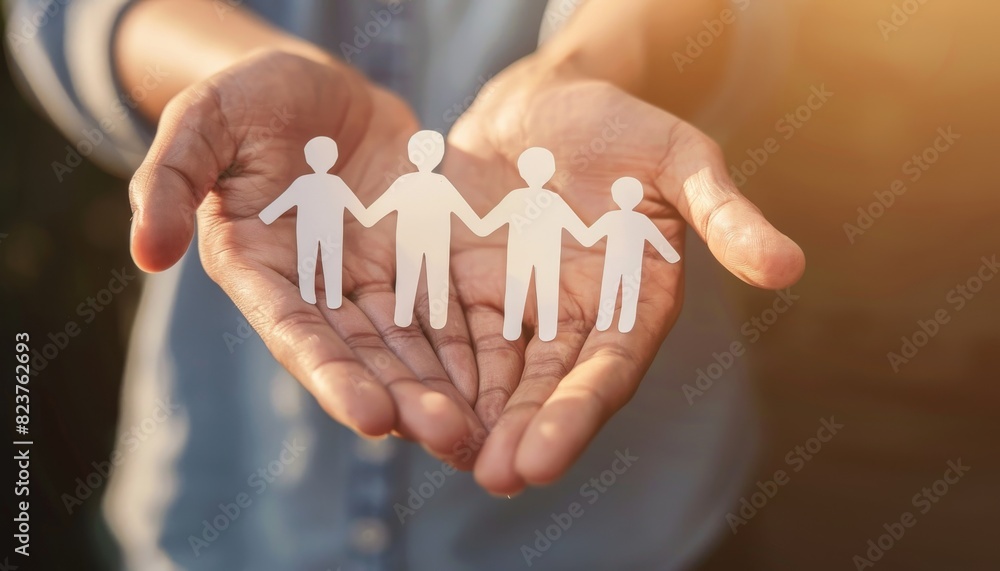 paper figures of people in hand, social support, family support paper figures of people in hand, social support, family support