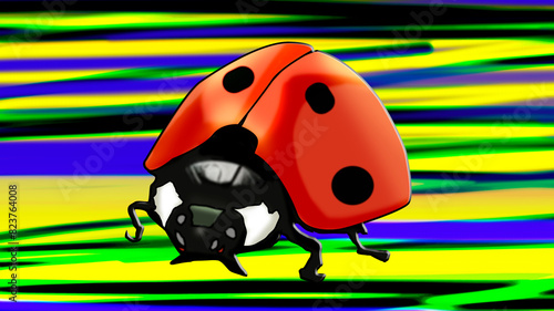 Illustration of a ladybug on colorful background.