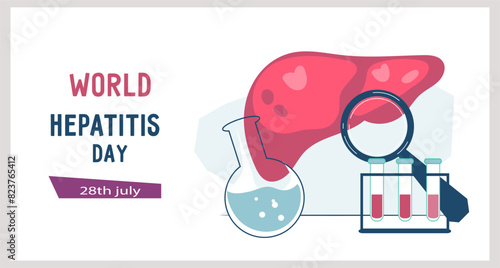 Hepatitis liver diseases characterized by inflammation of the liver. World Awareness Day web banner or poster design, flat vector illustration. Hepatitis awareness and information.