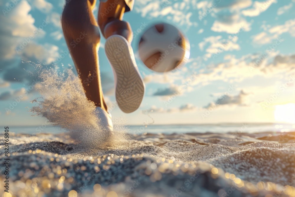Professional Beach Volleyball Player's Footwork in Sand Perfect for