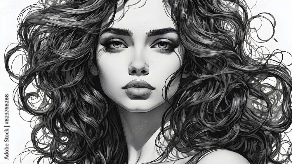 Pencil shot of beautiful girl in black and white, Generative AI Pencil shot of beautiful girl in black and white, Generative AI