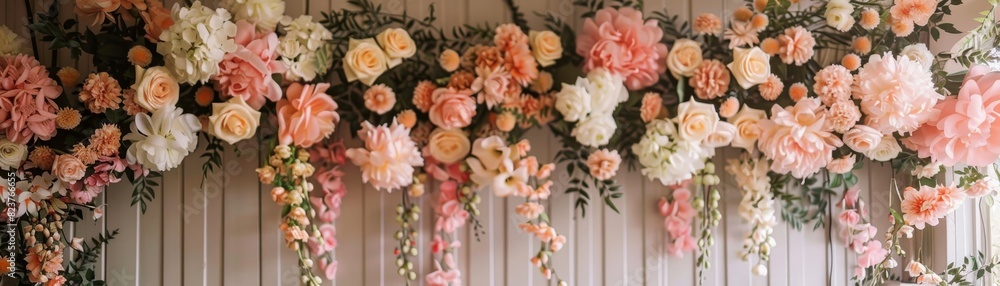 Dreamy Floral Arch Backdrop in Pink flowers