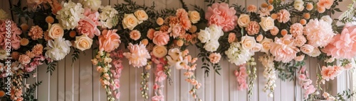 Dreamy Floral Arch Backdrop in Pink flowers © Media Srock