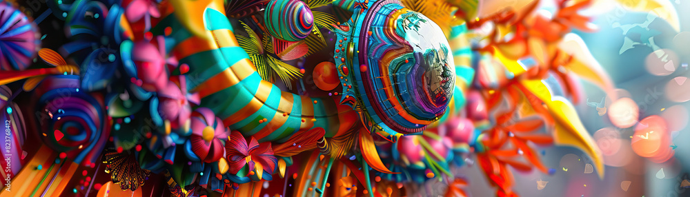 Obraz premium Festival Celebrations: Close-up of festival decorations, parades, and celebrations, showcasing the city's festive spirit and cultural events.