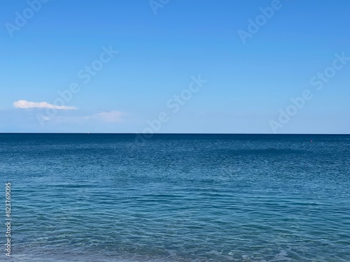 Abstract blue sky ocean background landscape beach waves