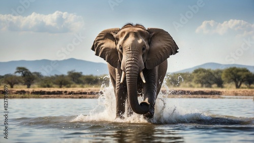 elephant in the water © Qonain