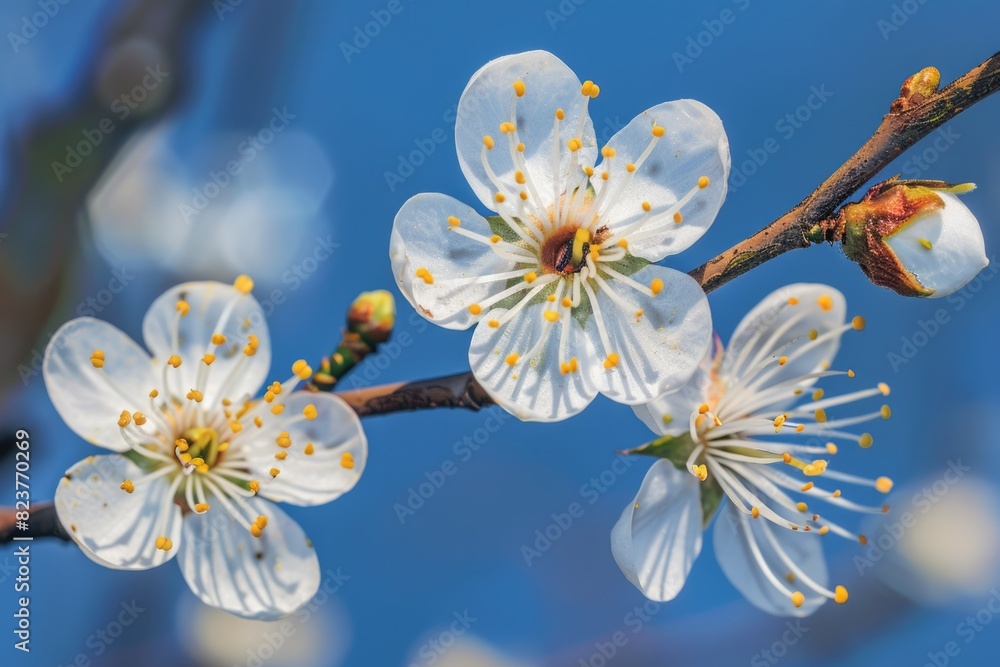 Fototapeta premium Blossoms. Close Up of Plum Tree Blossoms in Sonoma County Showing Nature's Beauty
