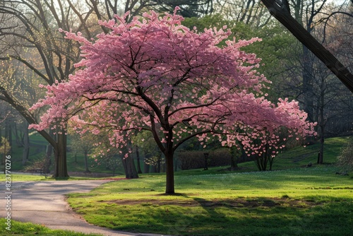 Blossoming Cherry Tree in Morris Japanese Botanical Garden, Dover, New Jersey