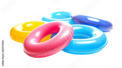 Inflatable swimming ring, summer concept on white background