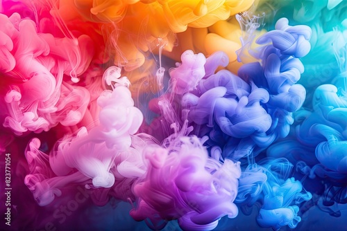 A variety of vibrant smoke emerges from the water surface