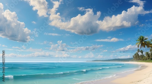 Beach with blue sky background