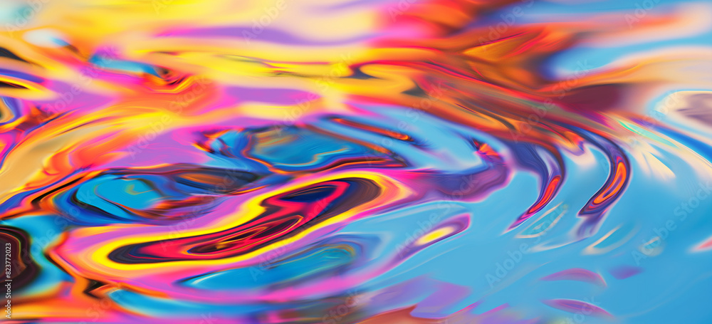 Obraz premium Rainbow oil spill, reflective surface, dynamic flow, Abstract background gasoline art colored, texture oil multicolored rainbow abstract gasoline spill