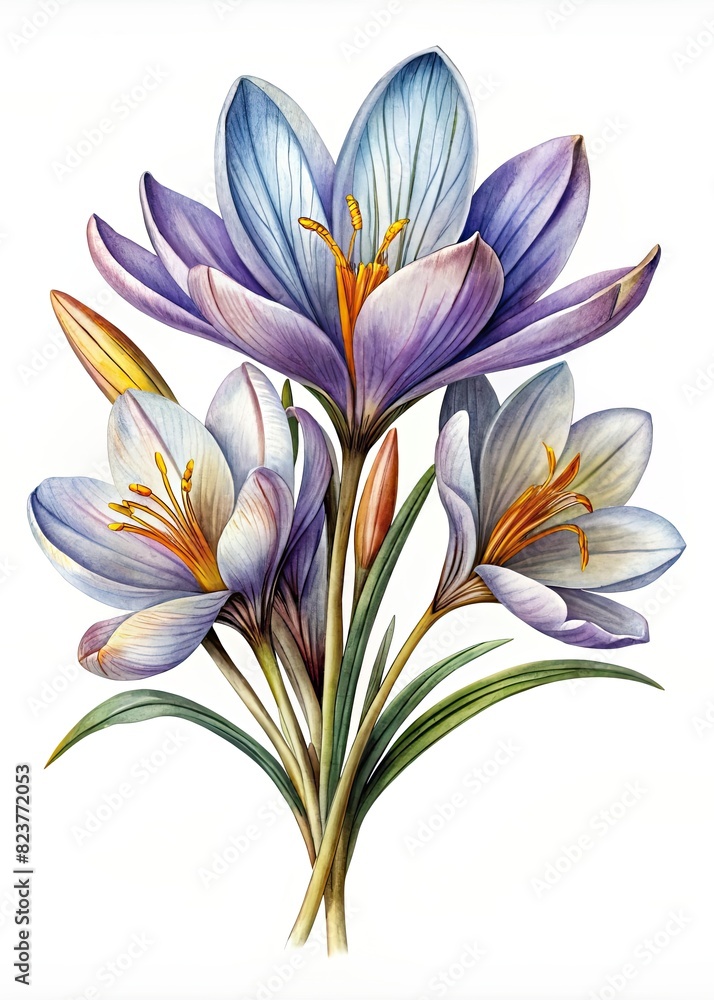 Fototapeta premium Crocus flower. Vintage botanical illustration.
