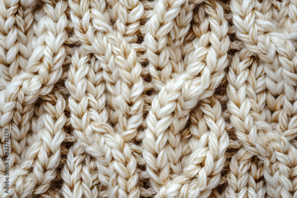 Light beige knitted background. Knitting pattern