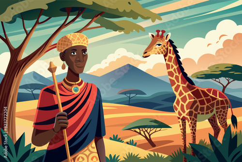 a Maasai person in his natural environment-