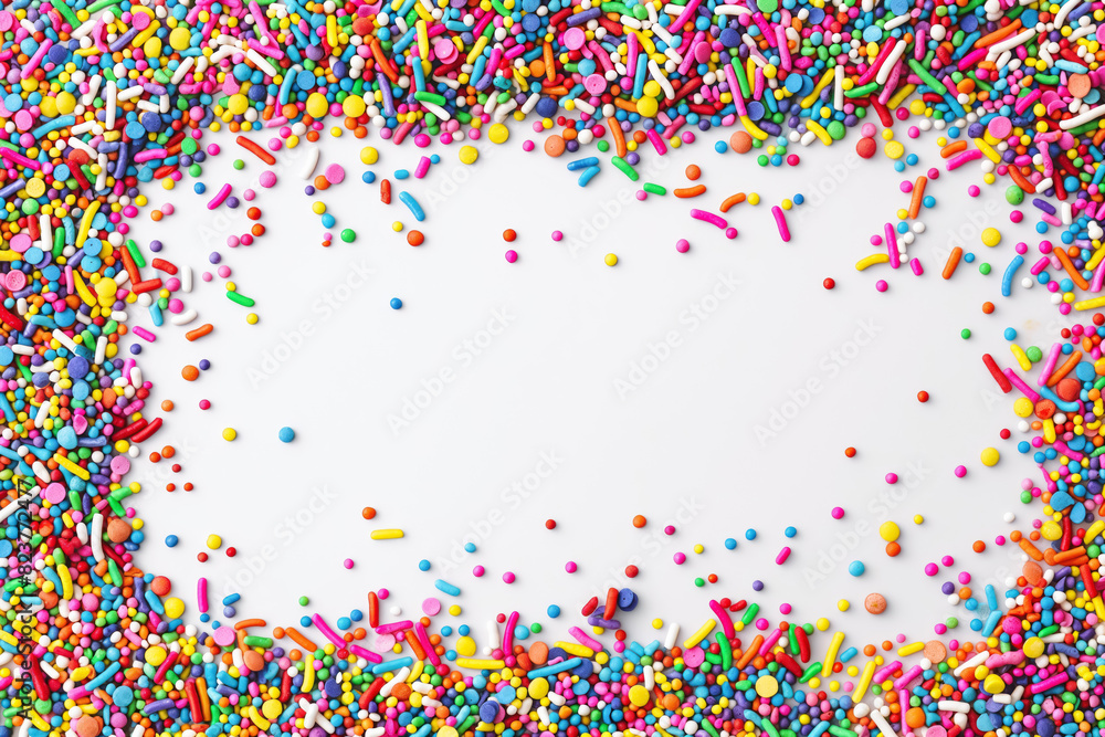 Fototapeta premium colorful sprinkles border on white background