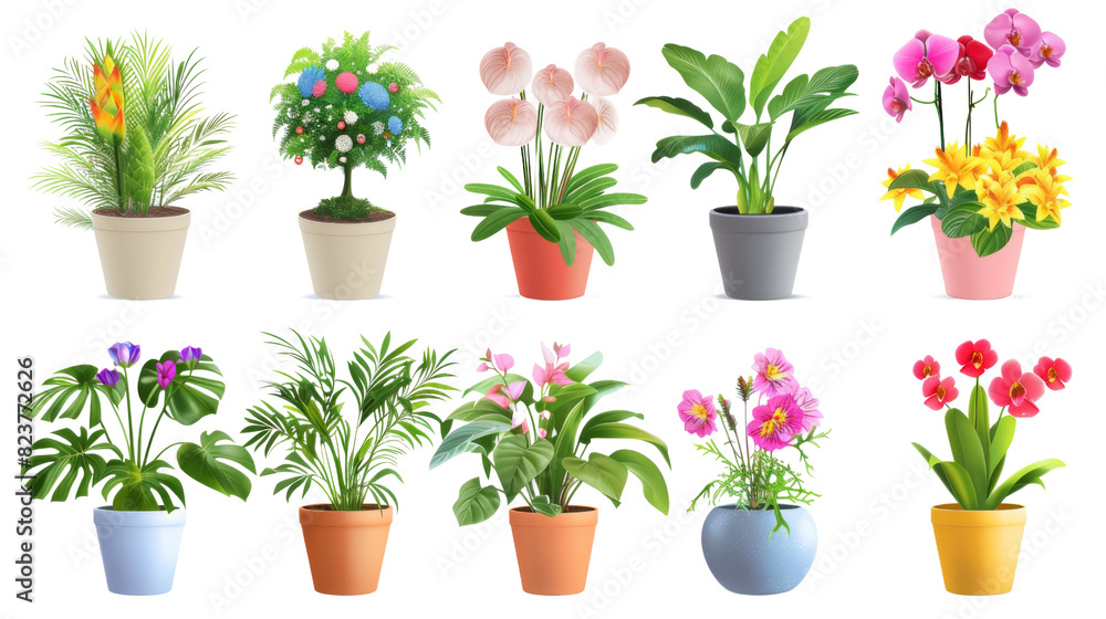 Fototapeta premium Fresh house flowers on white background 