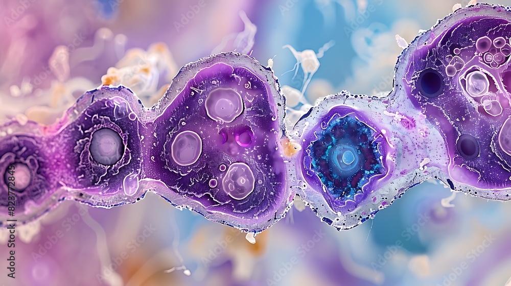 Histology slide of human thyroid gland highlighting follicular cells ...