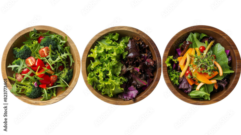 Fototapeta premium Green vegan salad mix on white background
