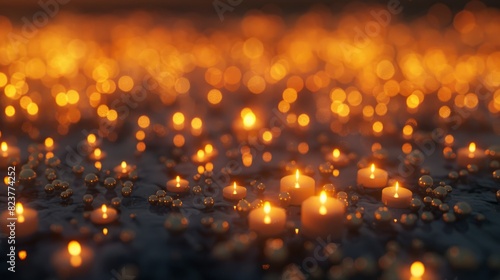 Abstract representation of mass of little lights or candles. Remembrance of Jewish war victims and anti-Semitic incidents. National Day of Mourning photo