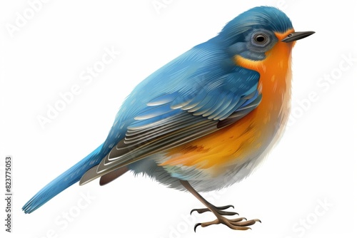 Bird icon isolated, color birds illustration, realistic style animal, popular bird species drawing on white