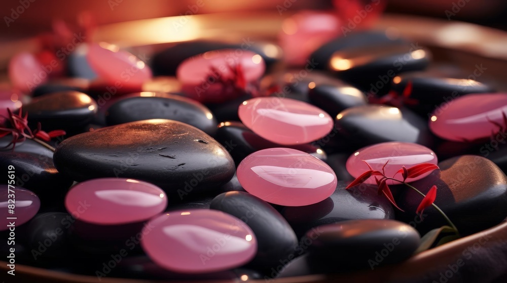 Guasha pain relief massage with hot stones, emphasizing therapy close up, concept of therapy, realistic, blend mode, massage clinic backdrop Guasha pain relief massage with hot stones, emphasizing therapy close up, concept of therapy, realistic, blend mode, massage clinic backdrop