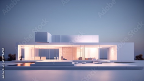 3d rendering illustration of a modern white house