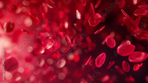 Erythrocytes on the background of venous blood flow, a wave of platelets
 photo
