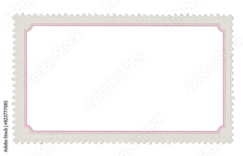 blank postage stamp frame with frame and transparent design space and background photo