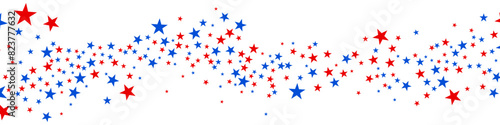 4th of July stardust scatter. American Independence Day stars background. Red blue stars confetti in USA flag colors for Independence Day. Vector EPS10