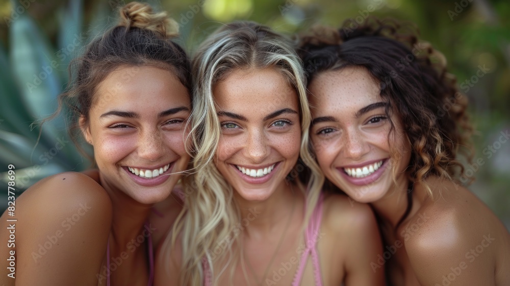 Female friends spend a fun day together in a park, hugging each other with smiles and laughter. Female friends spend a fun day together in a park, hugging each other with smiles and laughter.