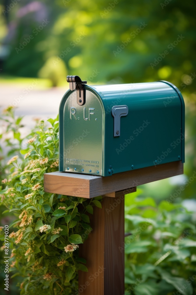 Mailbox with blank letter paper on the yard of house, Mailbox with blank letter paper on the yard of house,