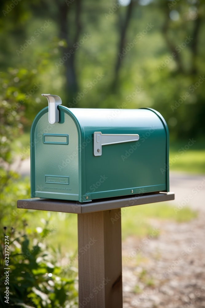 Mailbox with blank letter paper on the yard of house, Mailbox with blank letter paper on the yard of house,