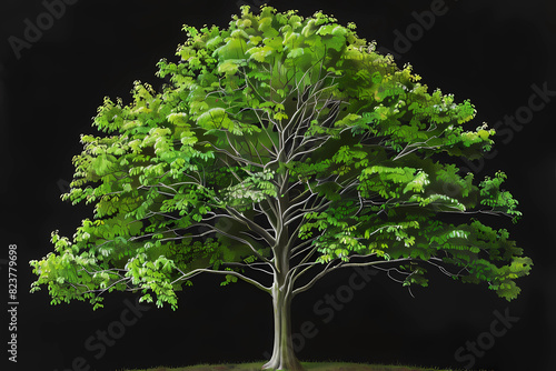 European beech (Fagus sylvatica) (Colored Pencil) - Europe - Smooth gray bark and broad, oval-shaped leaves. They are one of the most common and economically important forest trees in Europe  photo