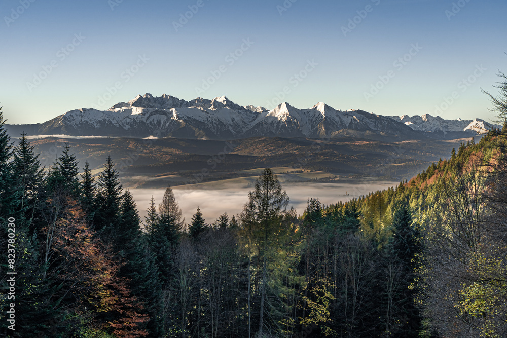 Pieniny, tatry , jesień , zachód , wschód , Karpaty, Dunajec