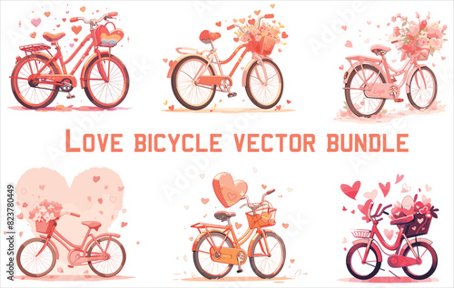 Obraz na płótnie love bicycle vector bundle, valentine's day bicycle, couple bicycle, w salonie