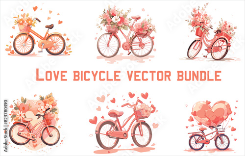 Obraz na płótnie love bicycle vector bundle, valentine's day bicycle, couple bicycle, w salonie