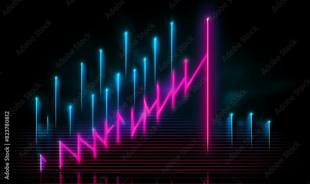 Neon business graph, a fresh approach to business analysis and research, It means to thrive and grow Neon business graph, a fresh approach to business analysis and research, It means to thrive and grow
