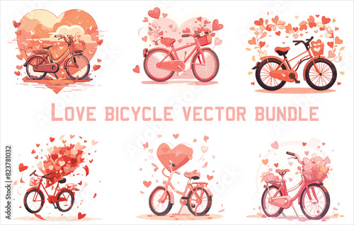 Obraz na płótnie love bicycle vector bundle, valentine's day bicycle, couple bicycle, w salonie